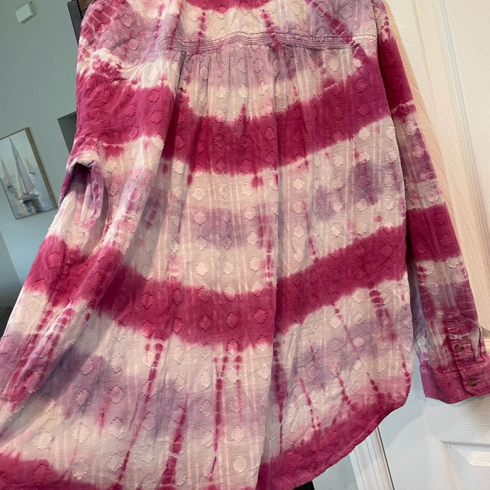 Pilcro Anthropologie Janesse Purple white tie dye button up long sleeve blouse - Picture 11 of 11